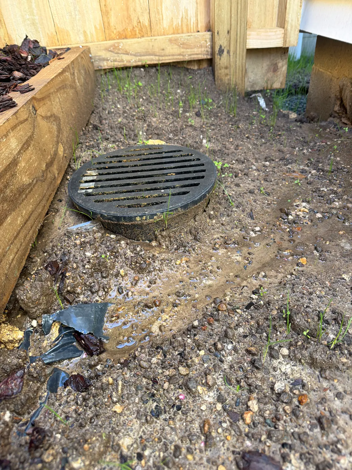 Surface-water sump installed above surrounding ground at Auckland new-build property